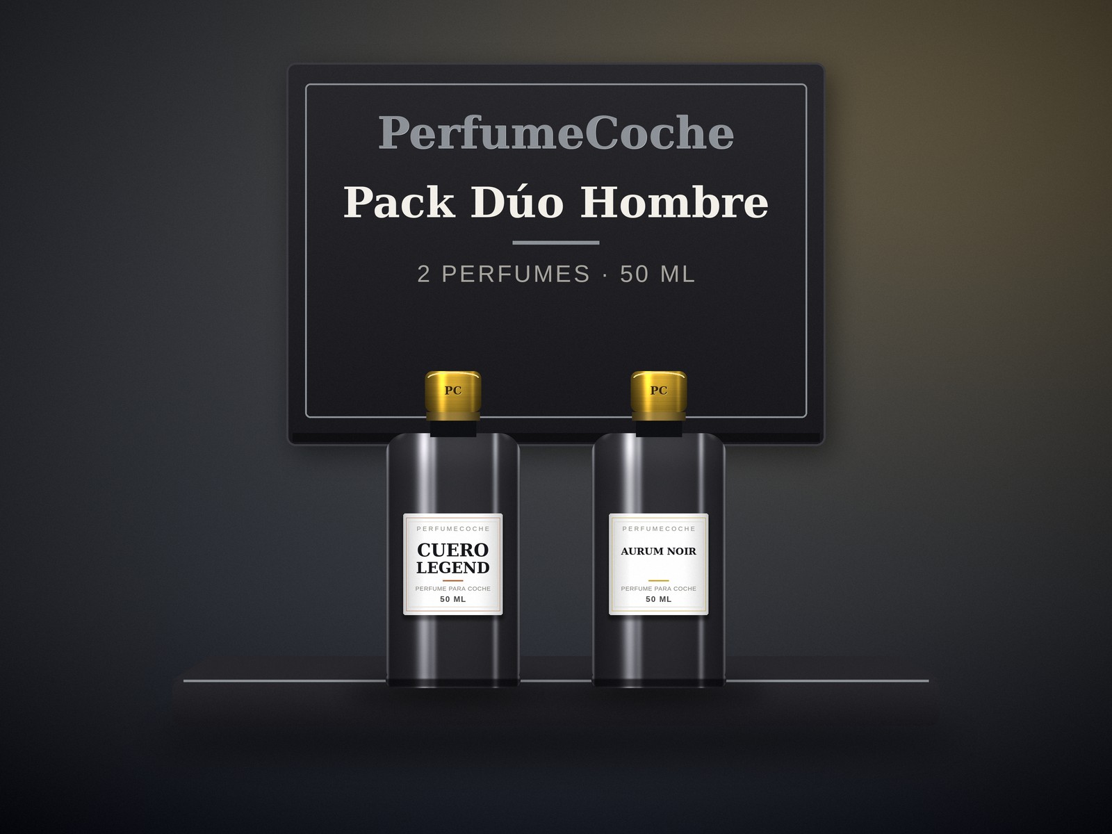 Pack Dúo Hombre con dos perfumes para coche de cuero y amaderados en estuche negro