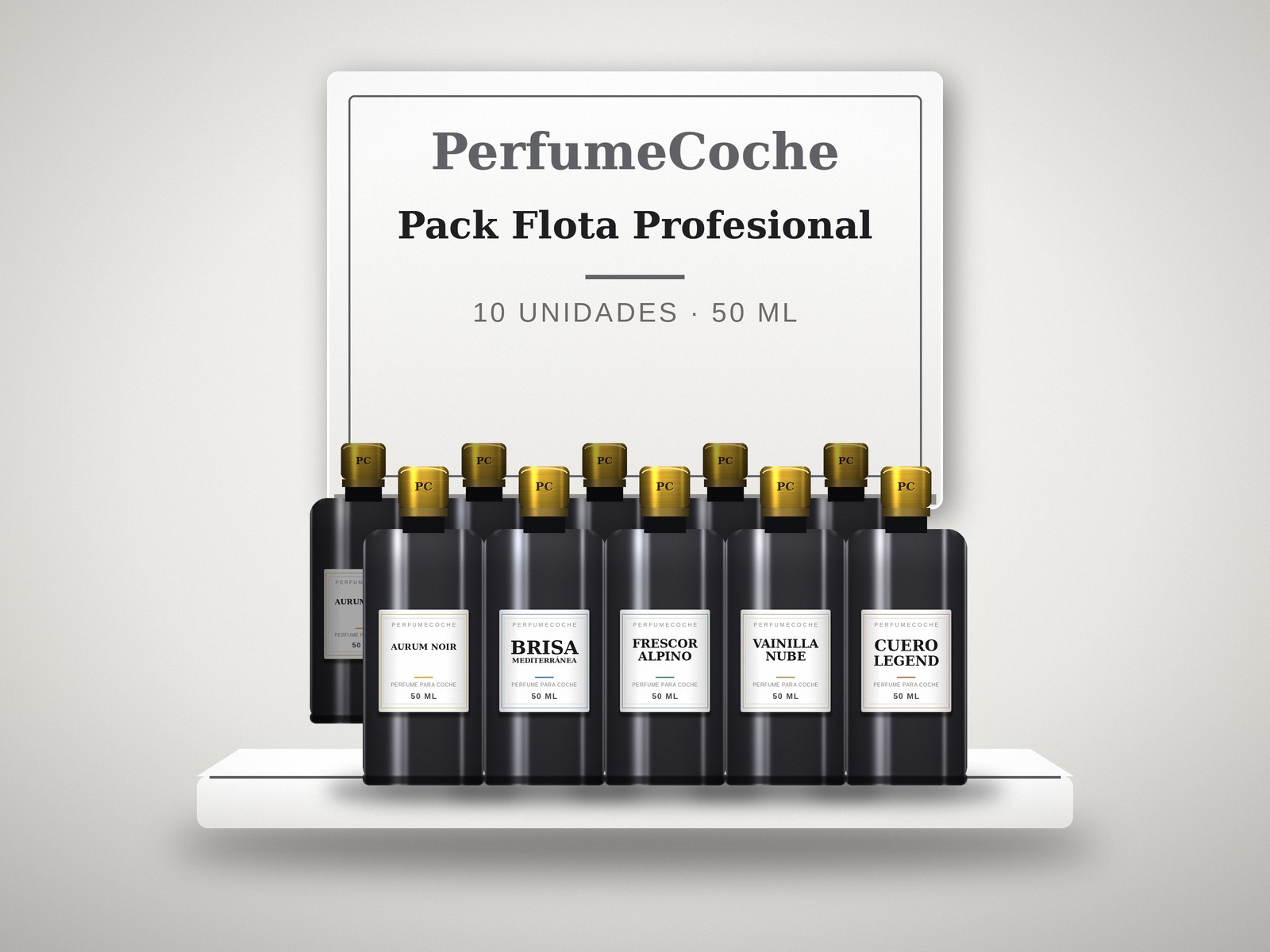 Pack Flota Profesional con 10 ambientadores para coche de 50 ml en caja para taxis y VTC